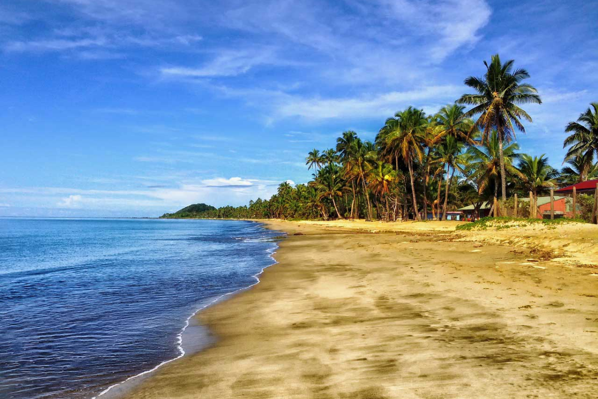 Peaceful beach scene in Thailand during July