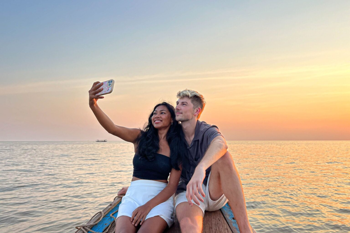 A Couple Enjoy Free time in Kampot Beach