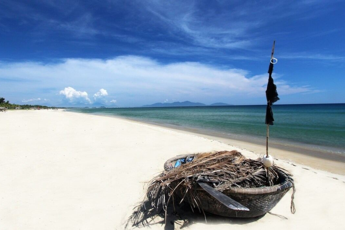 An Bang Beach with gentle waves and golden sand under March sunshine