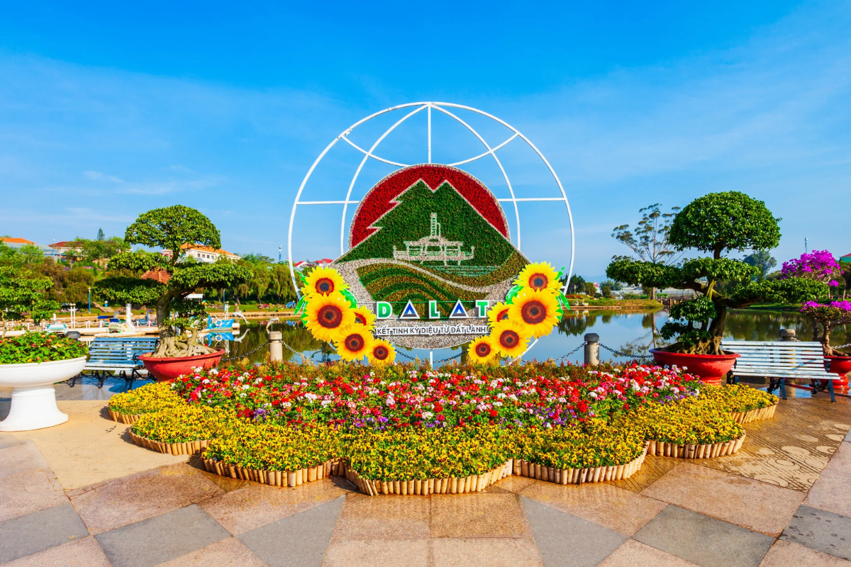 Colorful flowers and decorations at Da Lat Flower Festival