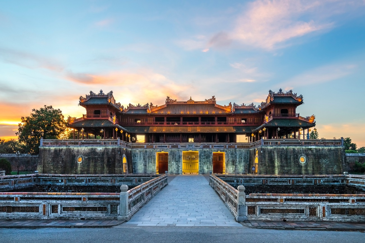 Bright sunny sky over Hue in June