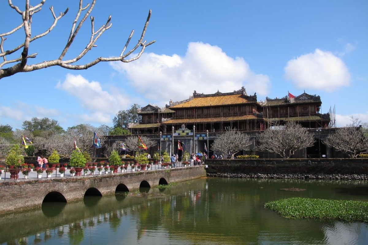 The Imperial Citadel in Hue, a popular historical attraction under clear skies.