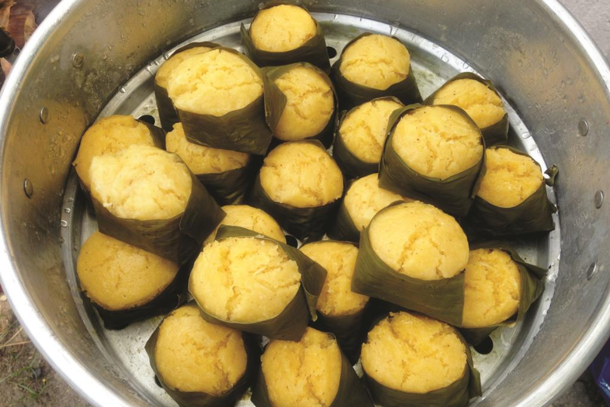 Steamed jaggery rice cakes with a golden color
