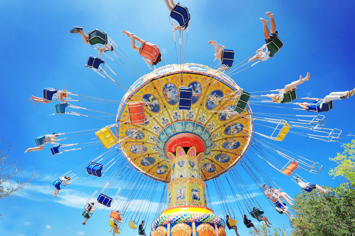 Colorful rides and scenic views at VinWonders Nha Trang theme park in July