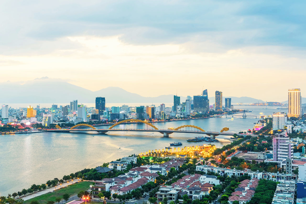 Clear blue skies over Da Nang, Vietnam