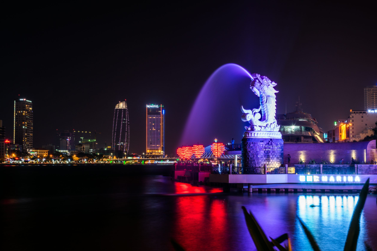 A panoramic view of Da Nang's skyline under a clear blue sky
