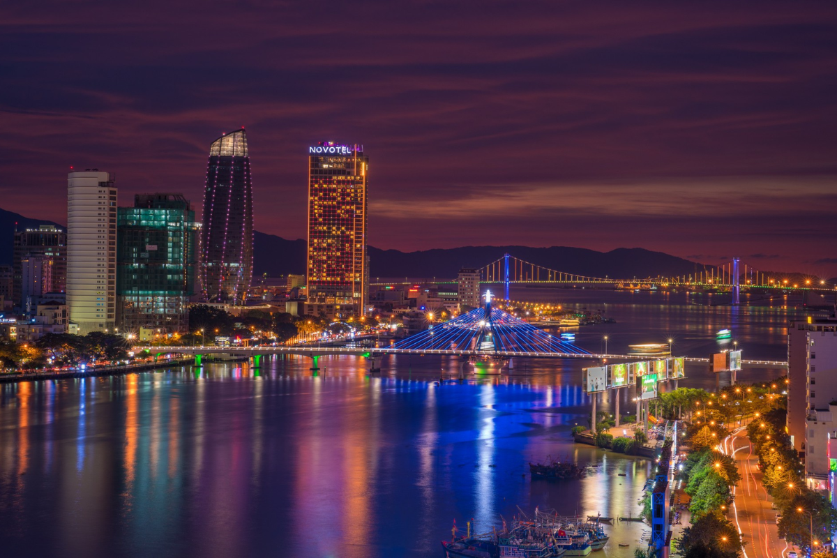 Da Nang nightlife with vibrant lights