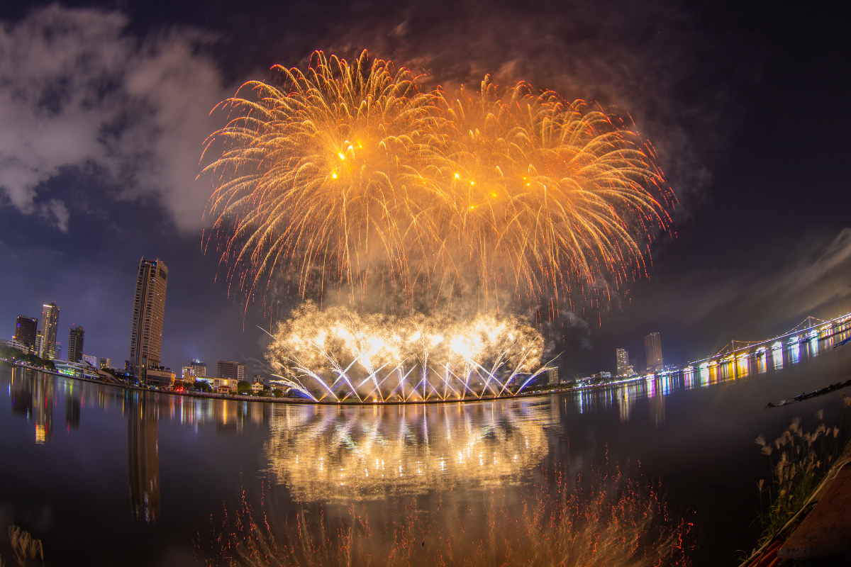 Fireworks over the Dragon Bridge in Da Nang