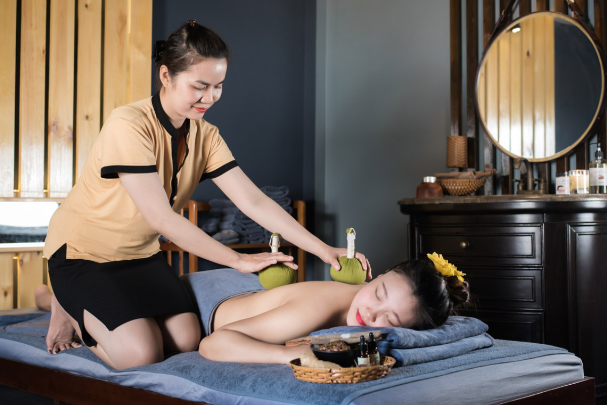 Interior of a massage therapy room run by the visually impaired in Hue