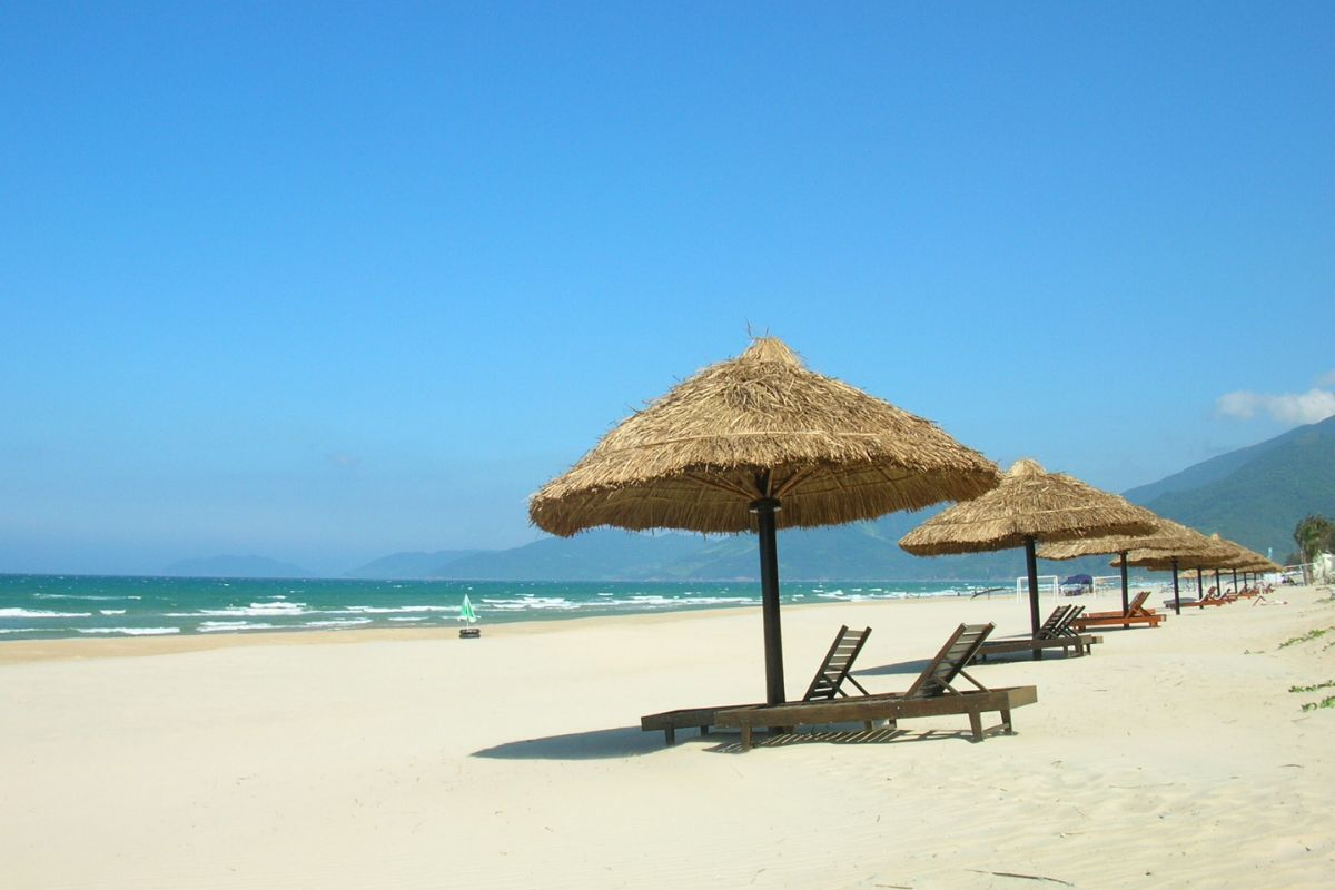 Warm sunny weather at My Khe Beach in Da Nang