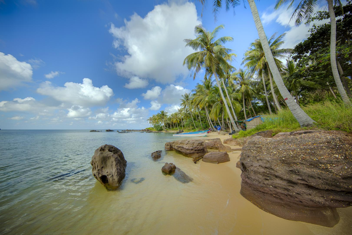 Cloudy sky over Phu Quoc beach in July