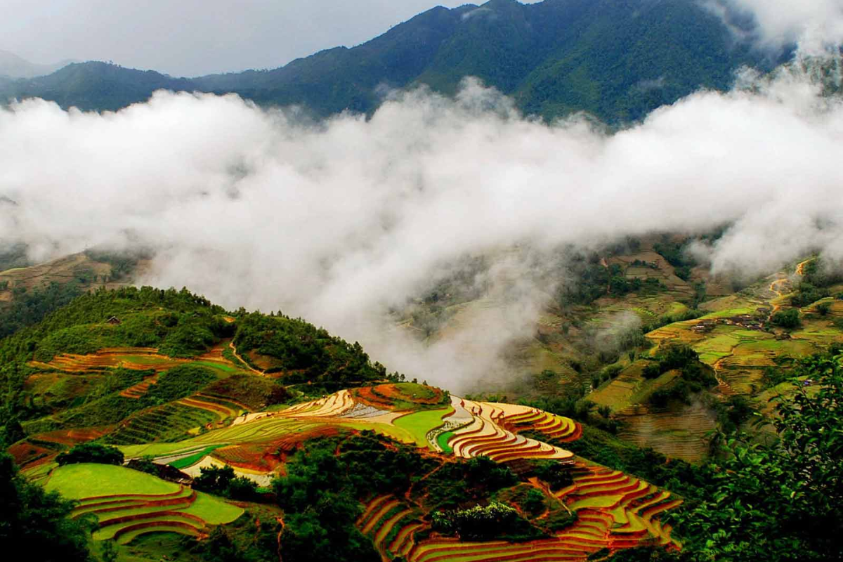 Misty mountains in Sapa, Vietnam