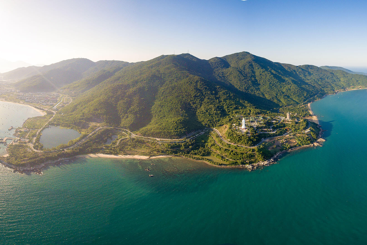 Scenic view of Son Tra Peninsula covered in lush greenery