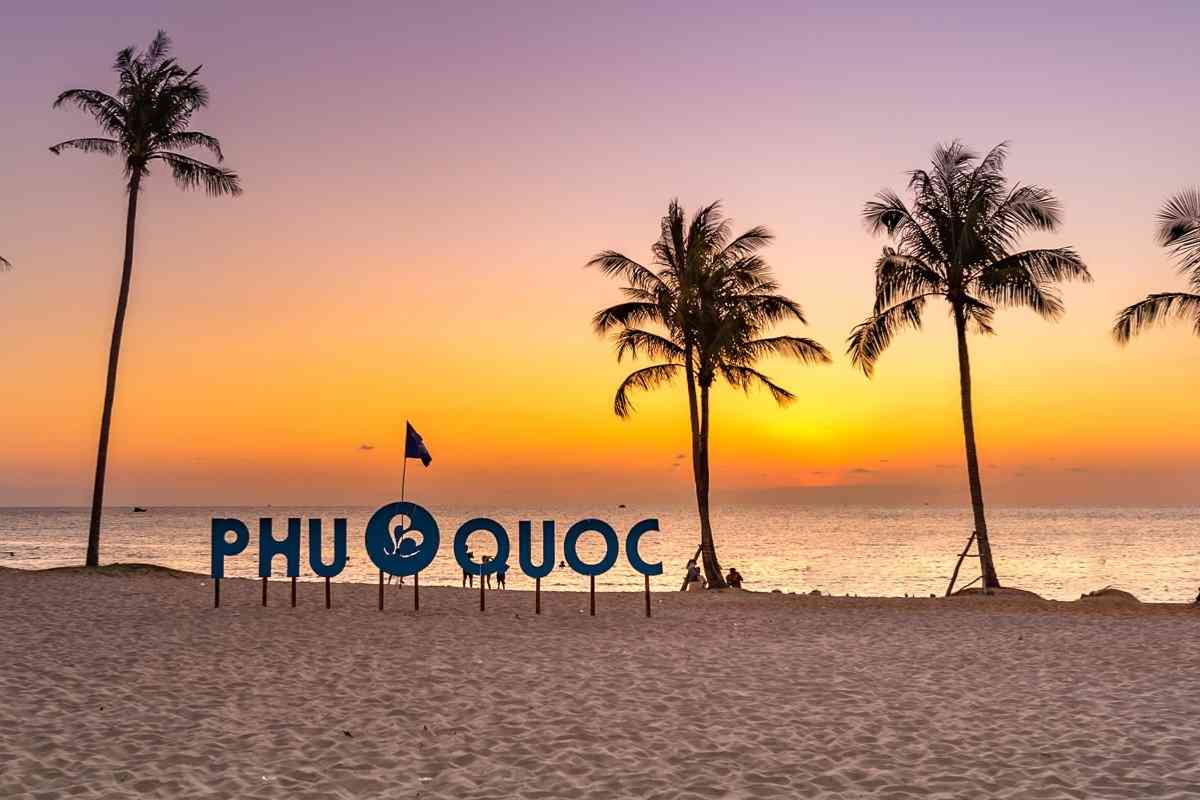 Sunset over the calm waters of Phu Quoc in January