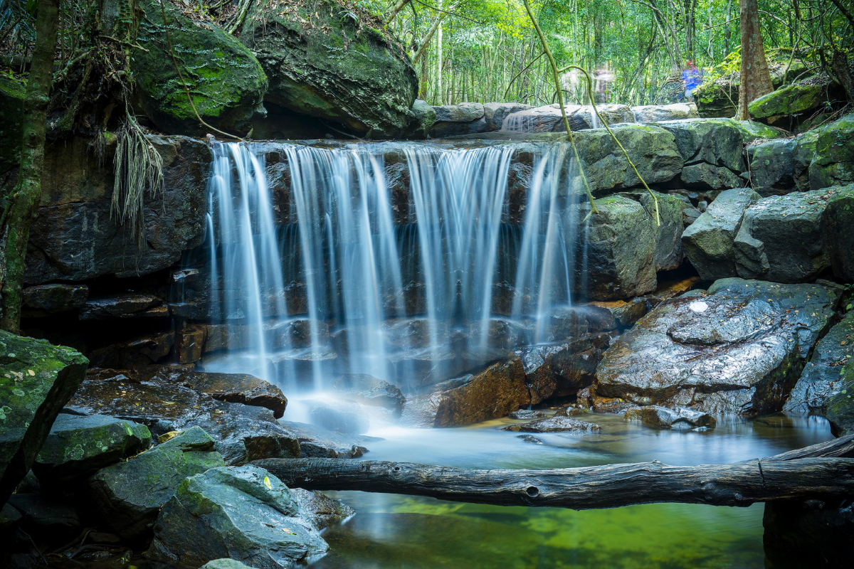 Tranh Stream waterfall flowing through rocks in Phu Quoc